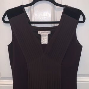 MaxMara Dress Dark Brown almost plum color 12 sleeveless Velvet Shoulders